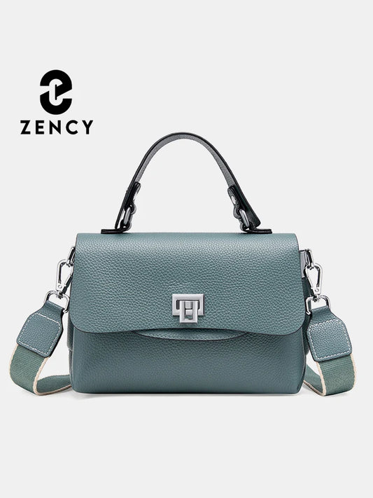 Zency Women's Genuine Leather Top-Handle Bag Simple Fashion Envelope Luxury Brand Shoulder Handbag Small Crossbody for Female