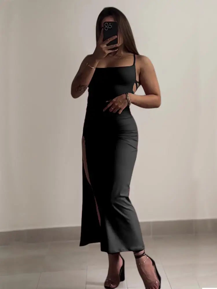 Vestido explosivo novo de verão 2024, com alça halter, bolsa Spice Girl, vestido justo ao corpo