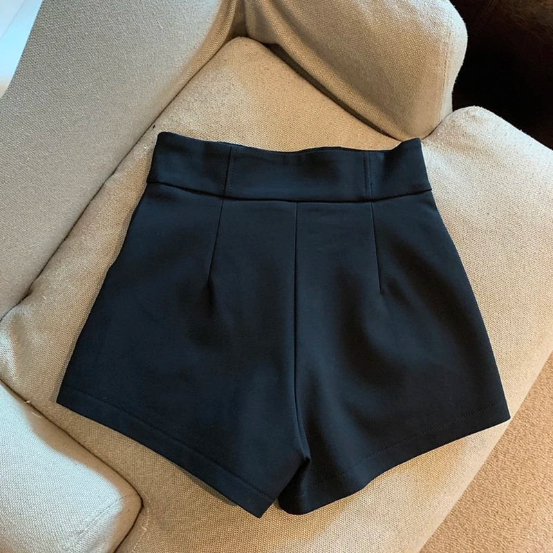 Shorts Femininos Mooyufon Shorts Pretos Femininos Harajuku Elegância Shorts de Cintura Alta A Linhas Slim Casuais Calças Retas de Menina Sexy