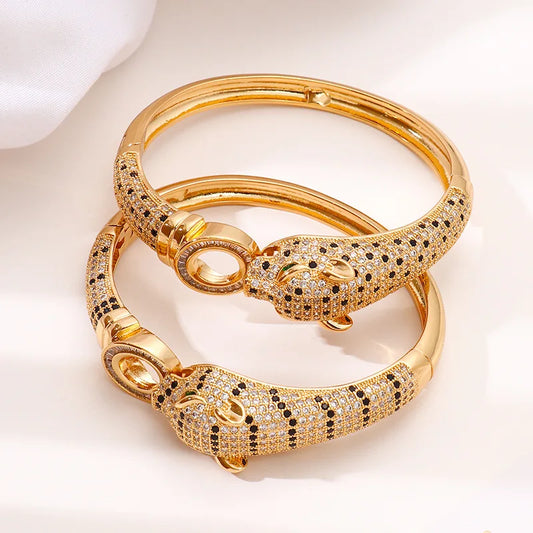 Nova Exquisita Pulseira de Leopardo Feminina Full Diamond Luxo Leve Hip Hop Personalizada