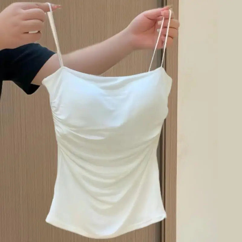 Top Crop de Algodão Sem Mangas para Mulheres - Camisole de Alças Finas, Melhor Base para Meninas