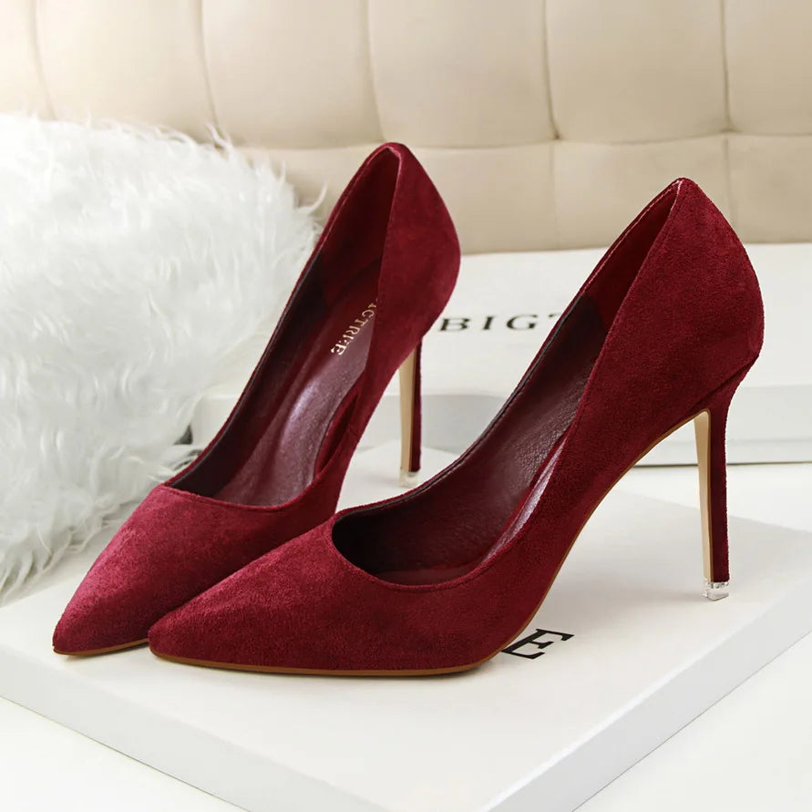 Mulheres Sapatos de Salto Alto 9cm Amarelo Bordô, Bombas Tamanho Plus, Stripper de Camurça, Escarpins para Casamento e Noivas, Scarpins Verde Azul para Festas