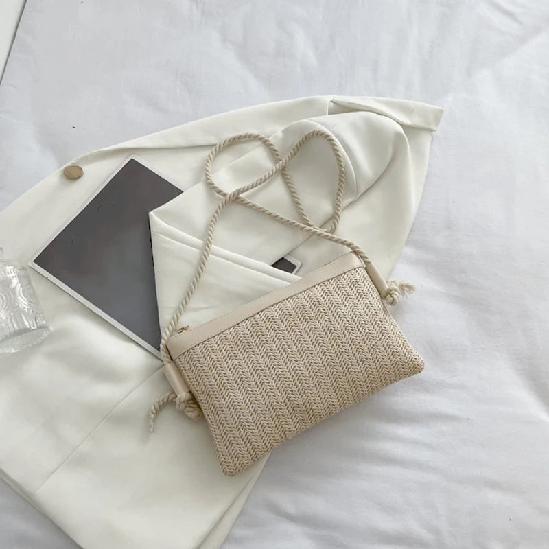Fashion Woven Straw Bag Handmade Rattan Crossbody Handbags Knit Summer Beach Small Purse Women Shoulder Messenger Bags