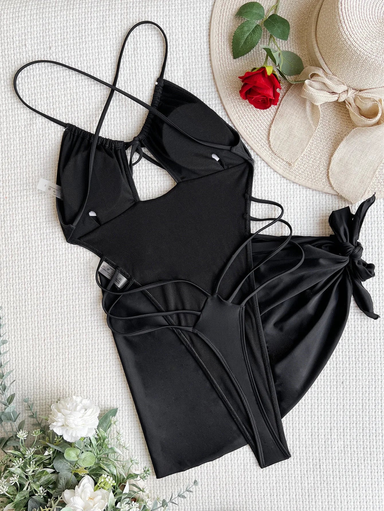 Maiô em duas peças com fio, com cobertura, biquíni sexy, maiô recortado alto, sem costas, roupa de praia para mulheres.