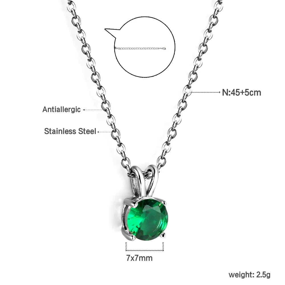 Colar de Pingente Redondo de Zirconia Cúbica de Aço Inoxidável ASONSTEEL para Mulheres, Joias Minimalistas Charmosas, Design Brilhante como Presente