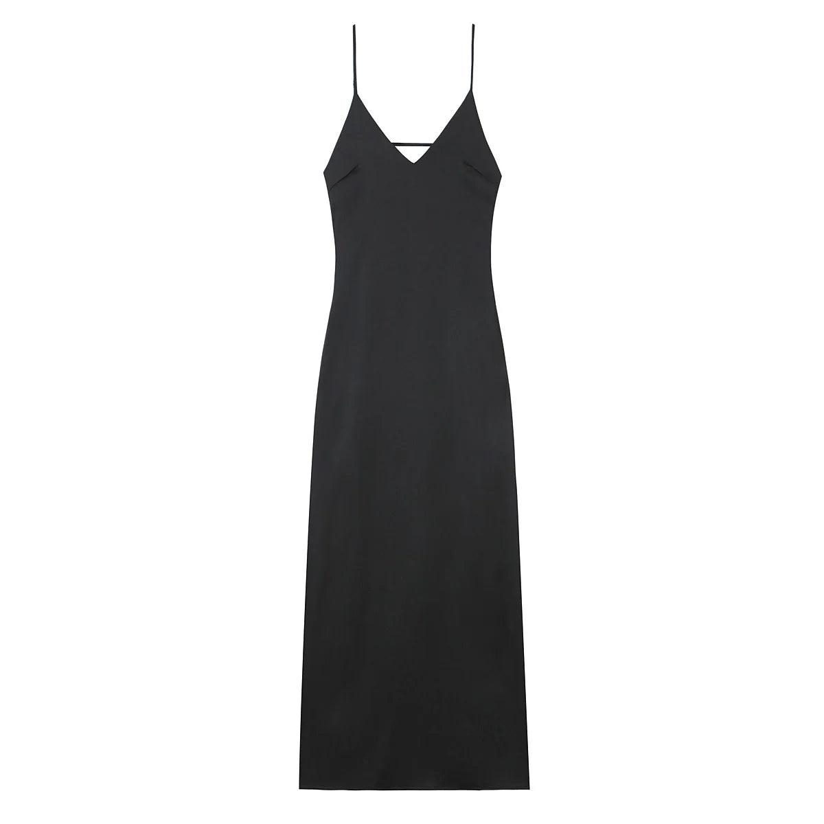 Vestido Longo Elegante Sem Mangas TRAFZA Feminino de Verão Amarelo Manchado com Decote em V para Festa e Férias 2025