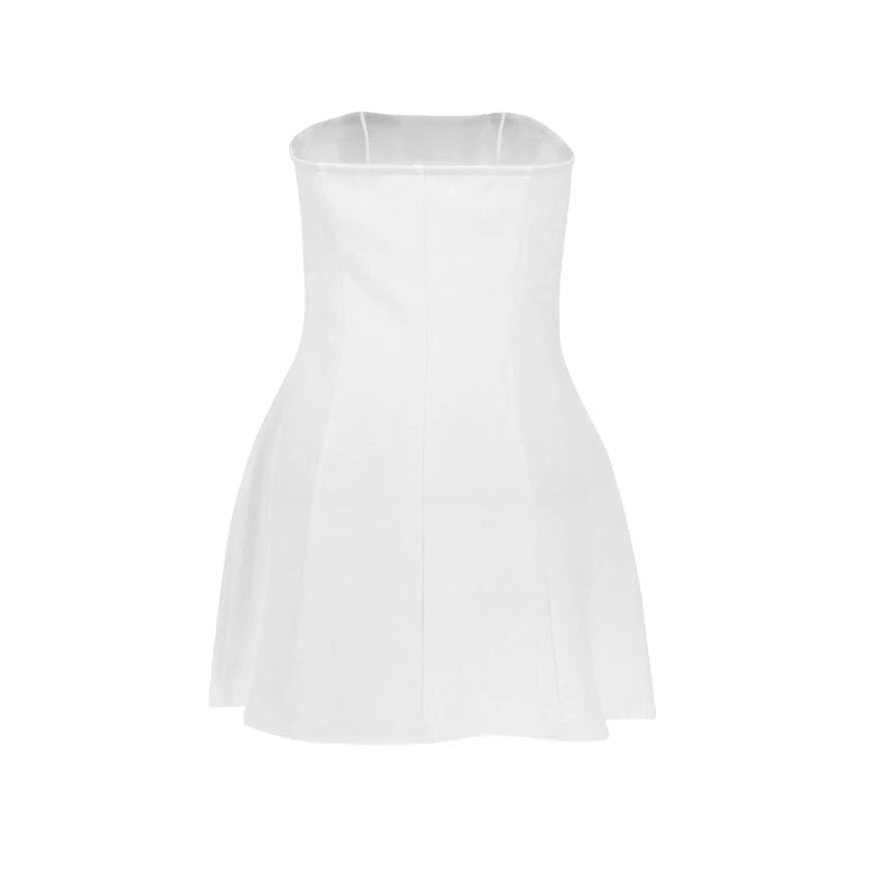 Vestido A-Line Sexy para Mulheres, Novo, Sólido, Sem Mangas, Ombros à Mostra, Vestidos Justos, Moda Elegante para Festa e Balada