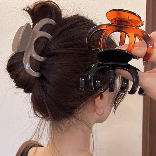 Garrafa de Cabelo Grande Feminina, Presilha de Cabelo Simples de Acrílico Coreana, Grampos de Cabelo em Forma de Tubarão, Clipes Foscos para Penteados de Coque, Acessórios de Cabelo para Meninas