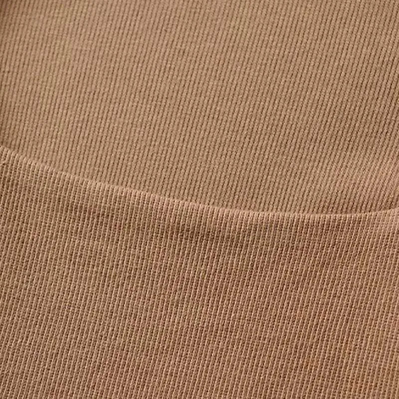 Blusa cropped de decote quadrado com mangas longas e textura canelada para mulheres