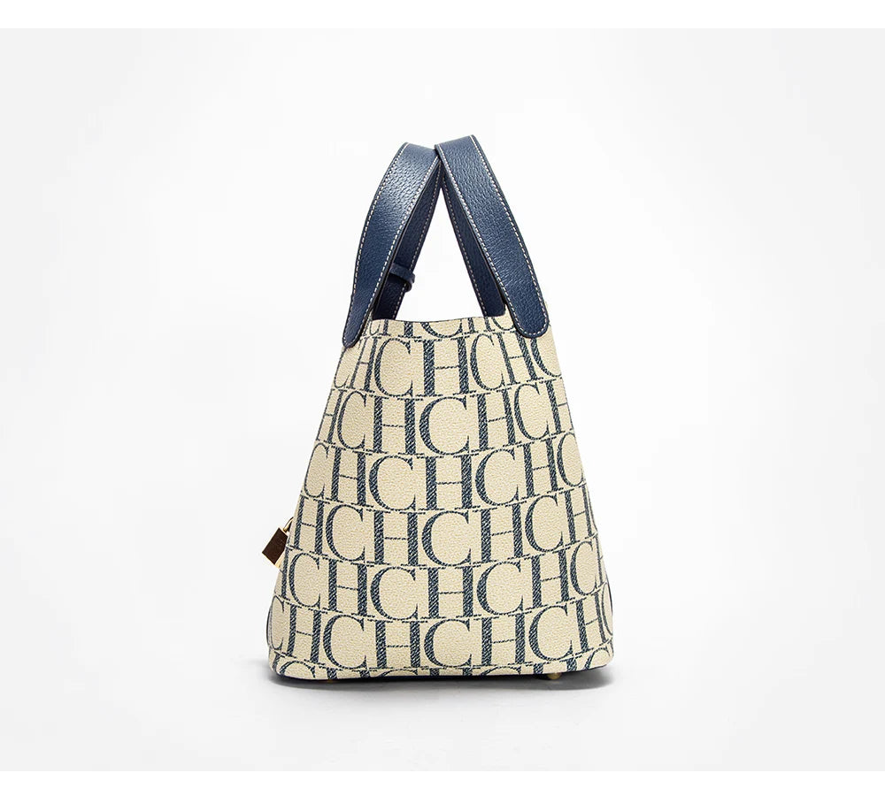 Classic Fashion Retro Design New 2024 Women's Vegetable Basket Bag with Metal Decorative Letter Design Women's Handbag