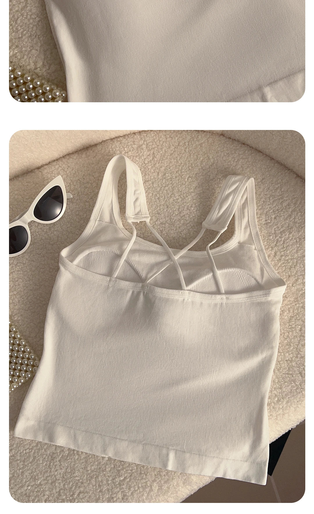 Sanrio HelloKitty Roupas de Moda Y2K Top com Almofada de Seio Top Bonito Para Meninas Verão Top Cropped Branco Sexy Suspensório Presente Para Menina