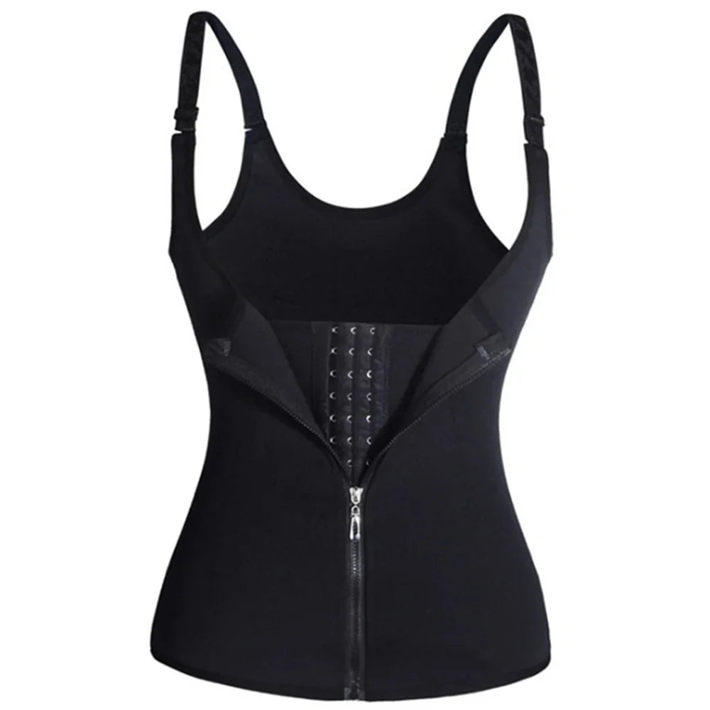 Camiseta Regata Modeladora para Mulheres com Zíper, Controladora de Barriga, Top Sem Mangas, Roupas de Atividade Femininas Modeladoras