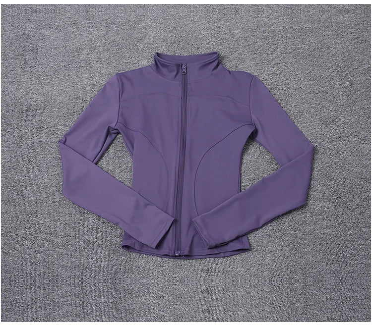 Jaqueta Esportiva Feminina de Manga Longa, Camisa de Treino, Casaco para Academia, Roupas de Yoga, Roupas Esportivas
