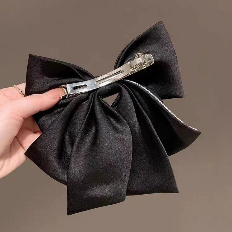 Clipes de cabelo de laço de fita retro, cor sólida, grampos de cabelo com cristal, clipe de coque elegante, tiara, acessórios de cabelo para festa de casamento i-Remiel