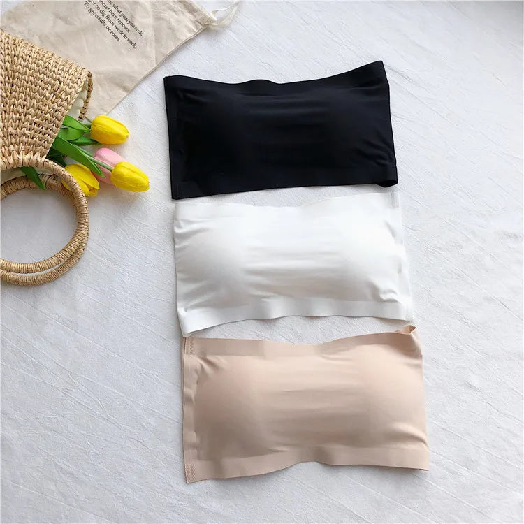 Novo, Top Sem Costura, Sutiã Invisibility Feminino, Roupa Interior Sem Alças, Sutiã Listrado, Sutiã Justo e Respirável