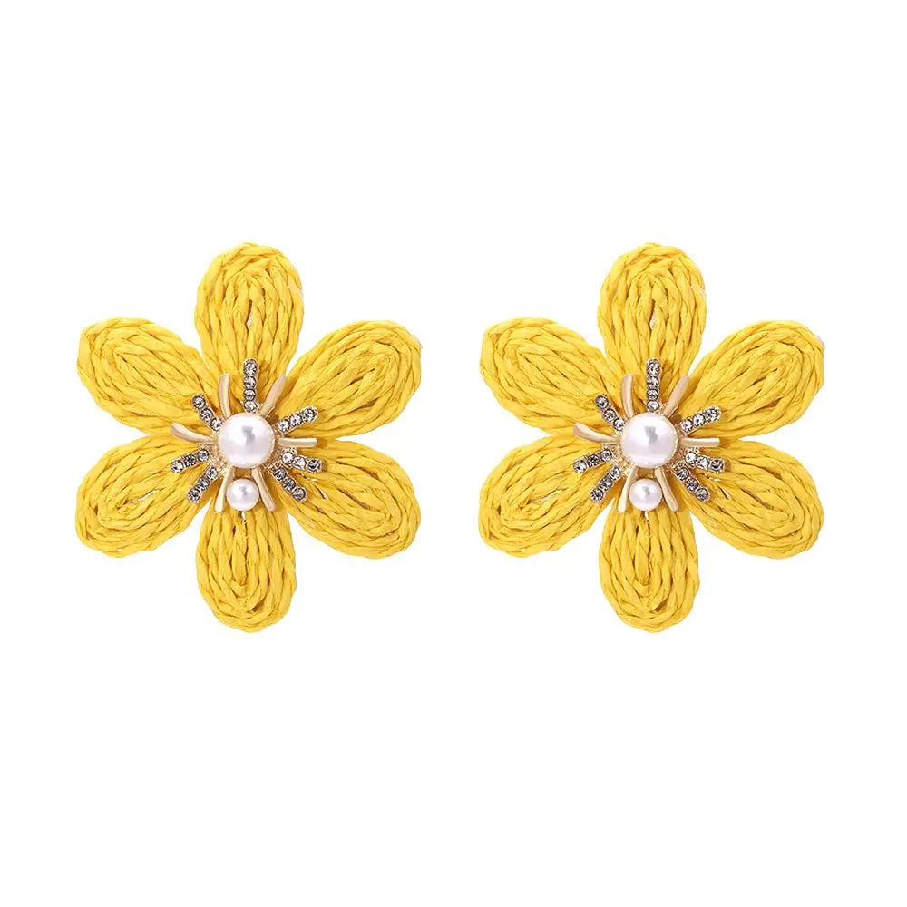 Brinco Feminino Doce Romântico de Primavera, Brincos de Metal em Liga com Flor, Brincos de Stud de Resina Colorida