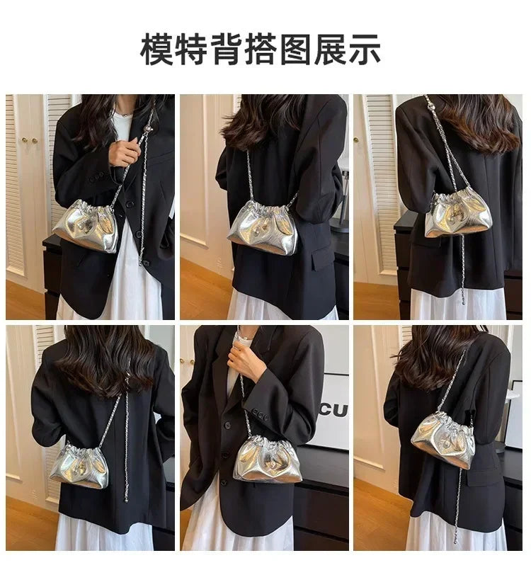 Women Y2K Millennium Bag  New High Sense Shoulder Bags Summer Chain Bag Fashion Bucket Bag Messenger Bags Purses Handbags 2024