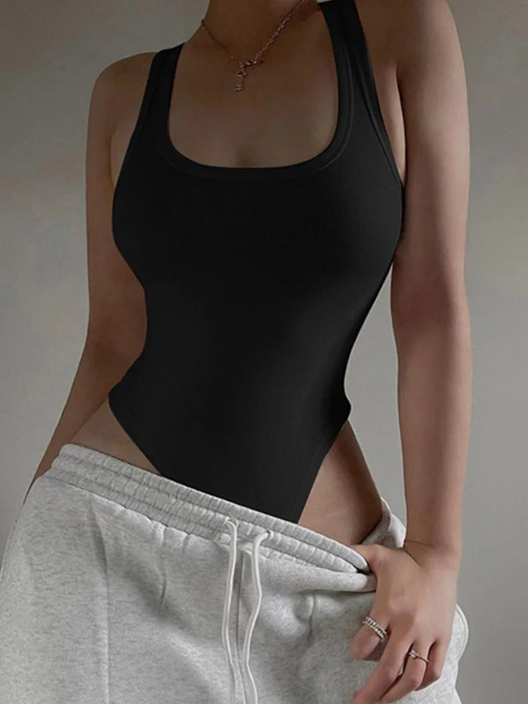 Macaquinho de Malha Sem Mangas Hot Summer Sexy Bodycon Off Shoulder Halter Tops Casual Street Bodice Para Mulheres ClubWear