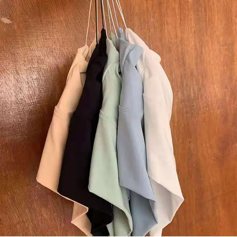 1 peça de Camisola Sem Costura em Tecido de Seda Gelada para Mulheres - Top Esportivo Sem Fios com Sutiã Almofadado Bralette