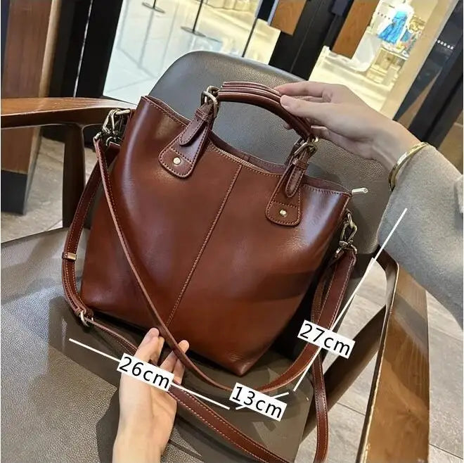 New Arrive Women's Fashion Handbags High Quality Genuine Leather Shoulder Bags Large Bucket Bags Designer Handbags