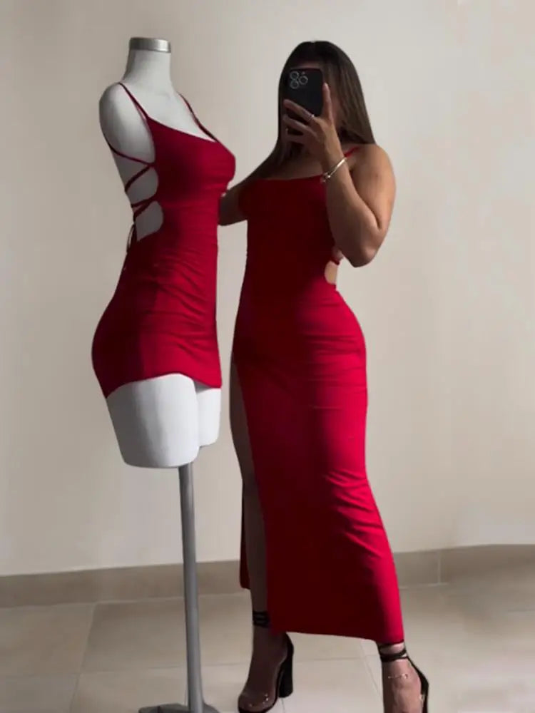 Vestido explosivo novo de verão 2024, com alça halter, bolsa Spice Girl, vestido justo ao corpo