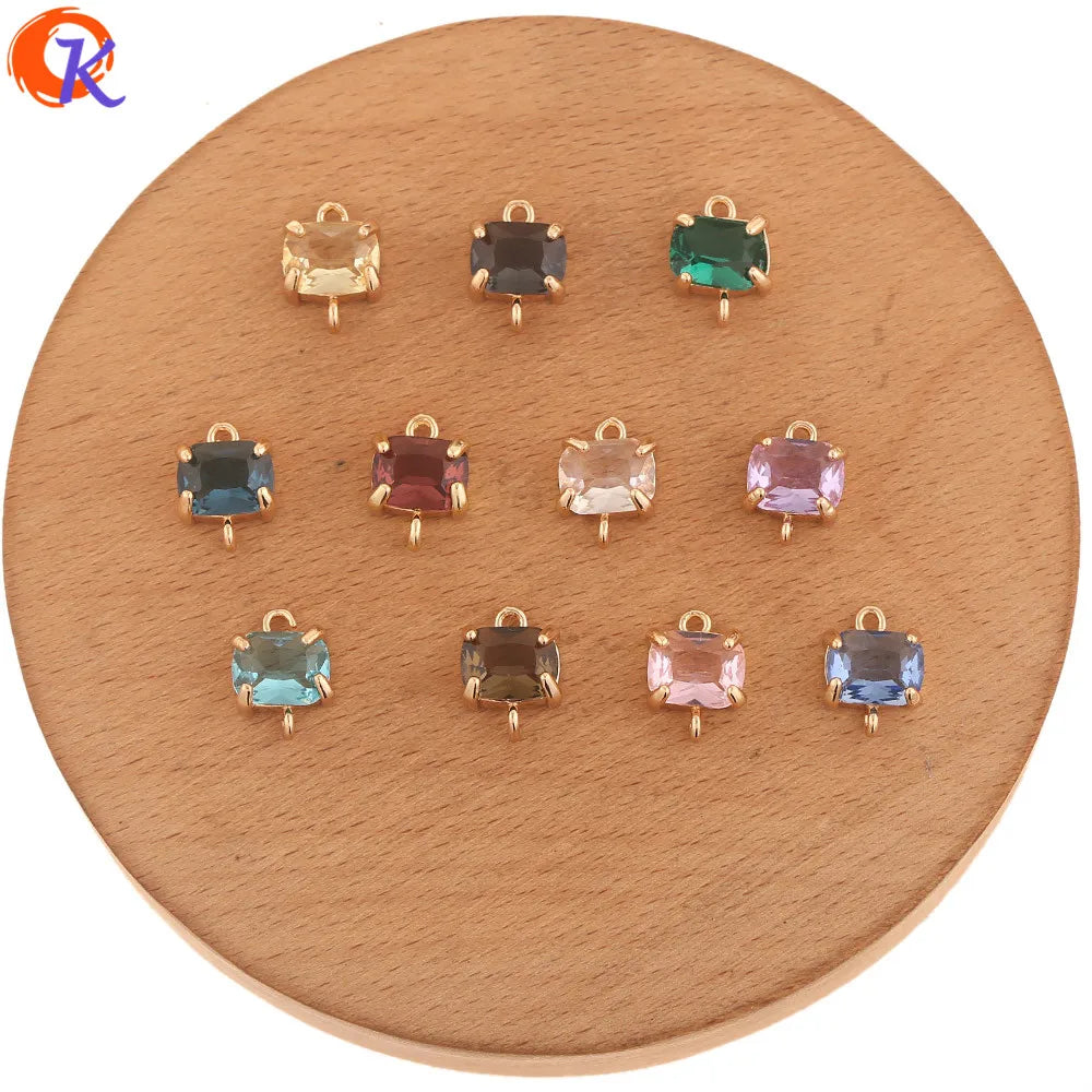 Cordial Design 50Pcs 9*13MM Acessórios de Joias/Feito à Mão/Conectores de Cristal/Forma Quadrada/Fabricação de Joias/Peças para Brincos DIY