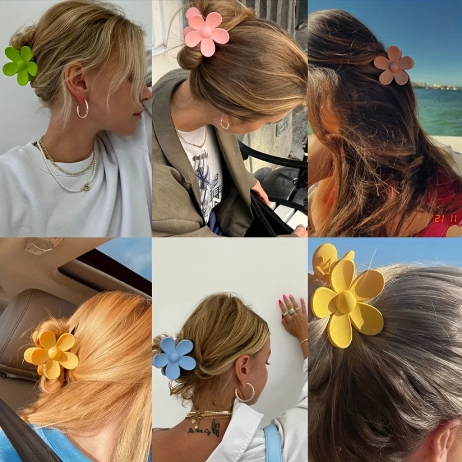 Conjunto de 7 peças de grampos de cabelo em forma de flor multicoloridos, antideslizantes, adequados para diferentes tamanhos e comprimentos de cabelo, com estilo boêmio.