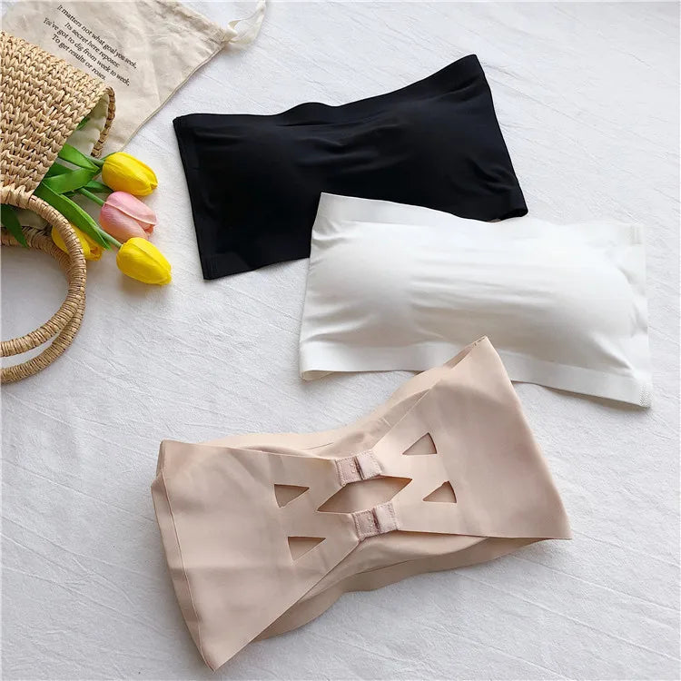 Novo, Top Sem Costura, Sutiã Invisibility Feminino, Roupa Interior Sem Alças, Sutiã Listrado, Sutiã Justo e Respirável