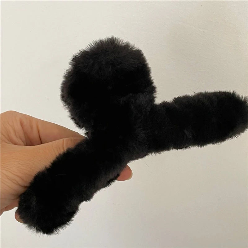 Clips de cabelo de tubarão grande em pelúcia de urso de cartoon com cabelo, claw faux fur, moda coreana para outono e inverno, clipes de caranguejo INS novos e presilhas.