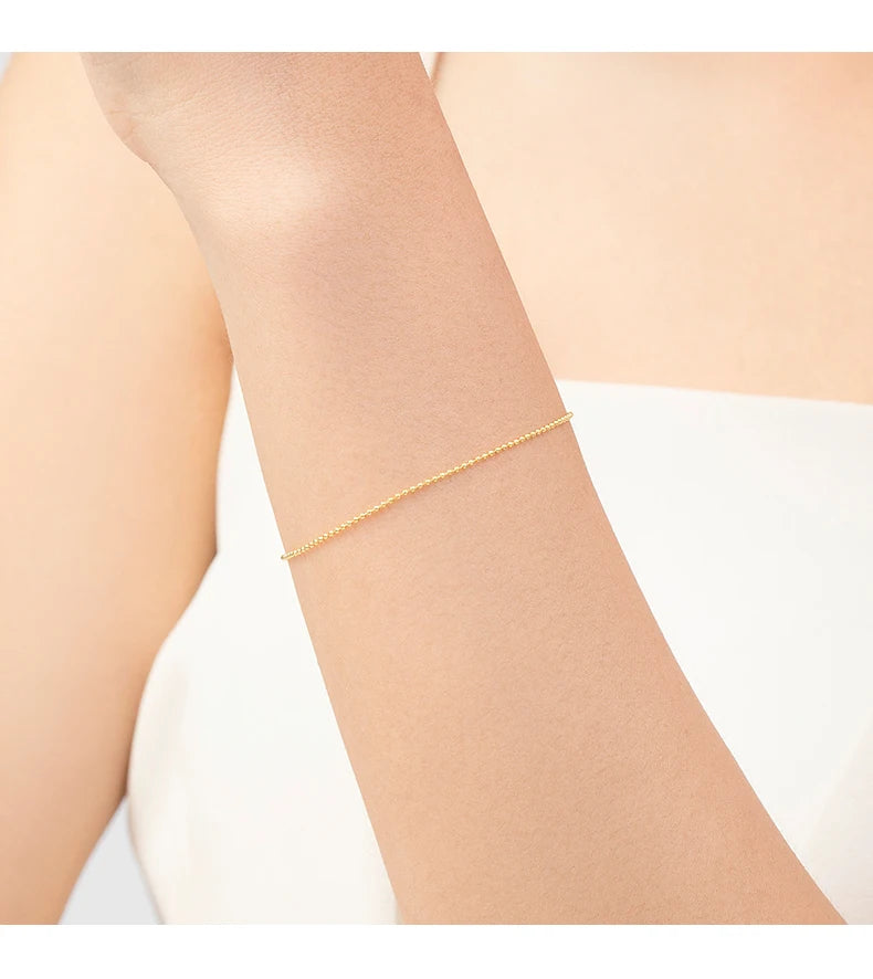 MODIAN Pulseira Ajustável Empilhável de Pequenas Esferas Finas em Prata Esterlina 925 - Presente de Dia dos Namorados para Mulheres - Joias Finas