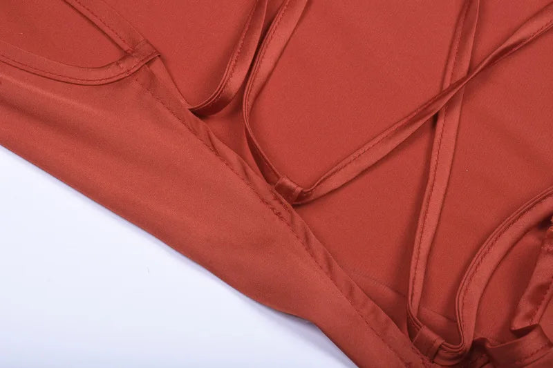 Vestido Midi Longo de Renda Cetim Neon Rosa Claro com Amarração nas Costas, Elegante, Sexy para Festas e Clubes, Roupas de Jantar de Verão 2022