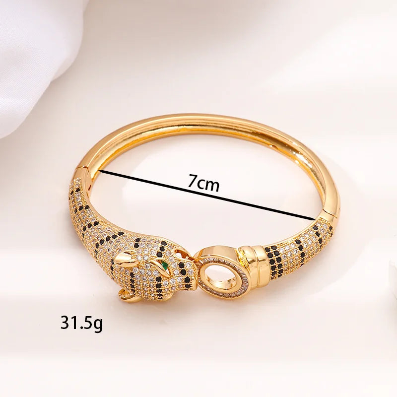 Nova Exquisita Pulseira de Leopardo Feminina Full Diamond Luxo Leve Hip Hop Personalizada