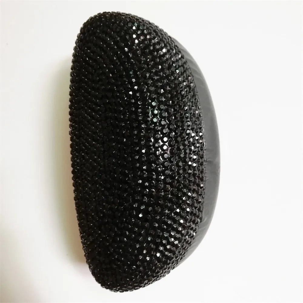 Estojo de Óculos de Luxo com Glitter de Diamante, Caixa para Óculos de Sol com Strass Brilhante, Organizador de Mesa de Cristal e Container de Armazenagem
