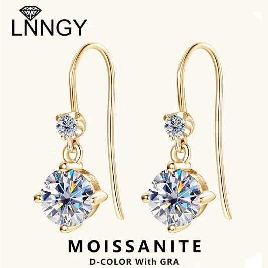 Brinco de Moissanita Lnngy de 6,5mm Ohrringe Prata 925 Brinco de Pino para Meninas Mulheres Joia de Casamento Brilhante Presente