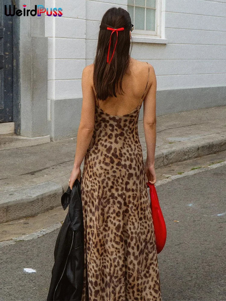 Vestido de Verão Sexy com Estampa de Onça Puss Estranha para Mulher, Com Decote Colarinho, Alças Finas, Costas Descobertas, Rendas, para Festas e Clube, Vestidos Justos