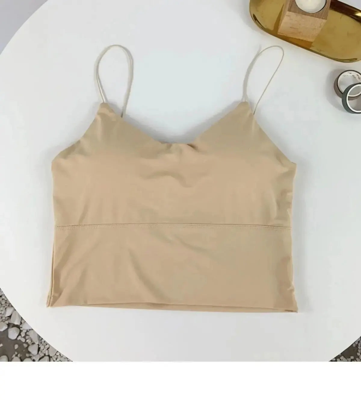 1 peça de Camisola Sem Costura em Tecido de Seda Gelada para Mulheres - Top Esportivo Sem Fios com Sutiã Almofadado Bralette