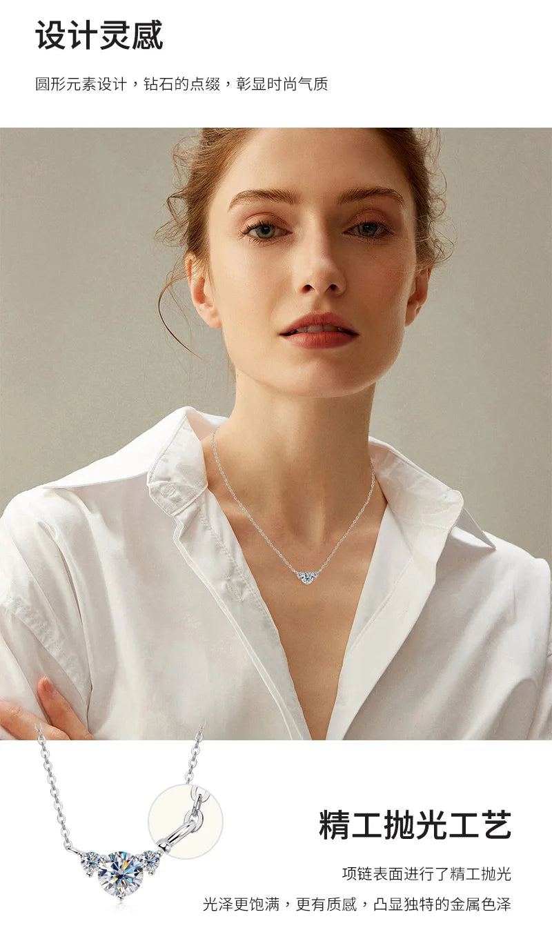 Colar de Mulher D Color com Pendente em Moissanite, Prata s925, Amarelo, Coleção Completa de Moissanite para Mulheres, Colar de Luxo com Pendente em Moissanite para Mulheres