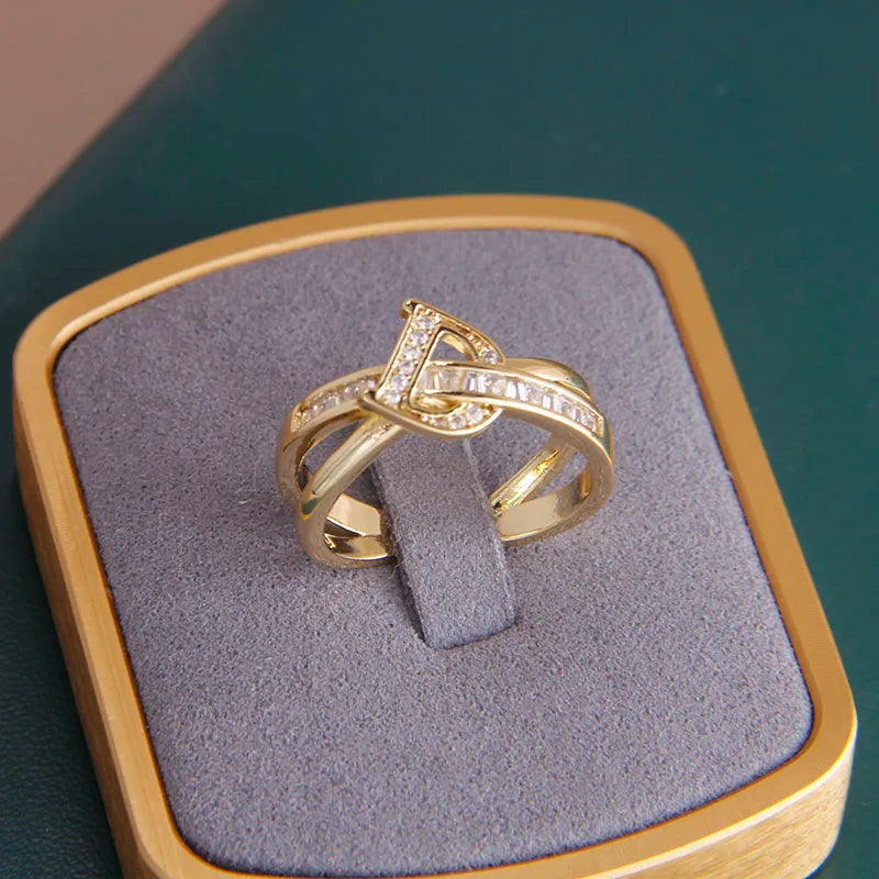 Anéis Ajustáveis de Cristal Sight Novo Letra D para Mulheres, Joias de Marca de Moda, Anéis Cruz de Zircônia, Acessórios de Festa, Presentes