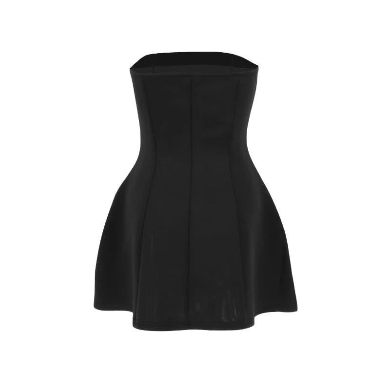 Vestido A-Line Sexy para Mulheres, Novo, Sólido, Sem Mangas, Ombros à Mostra, Vestidos Justos, Moda Elegante para Festa e Balada