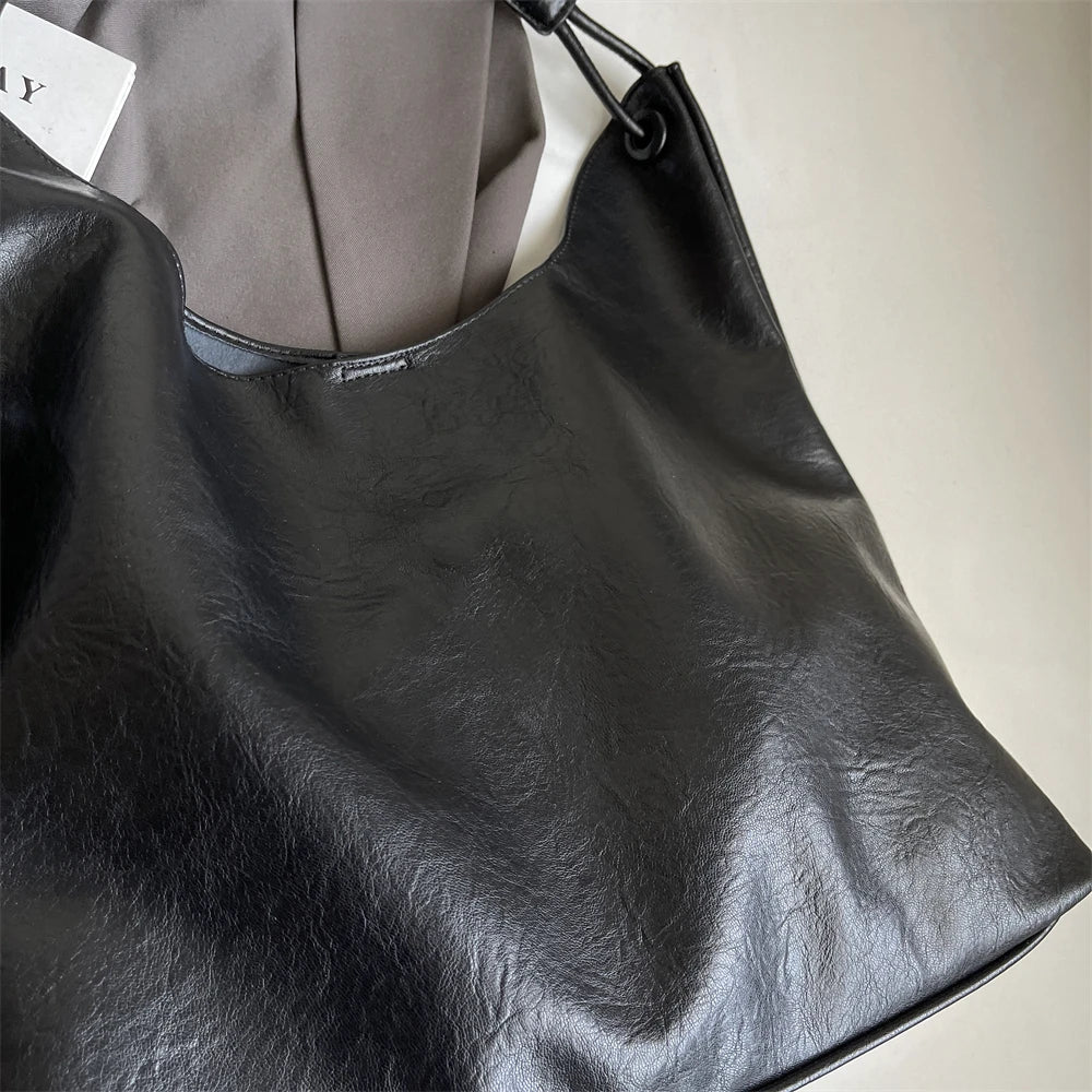 Burgundy 2-IN-1 Shoulder Tote Bags For Women Soft PU Leather Solid Color Large Capacity Shopping Hobo Bag With Coin Purse 2024