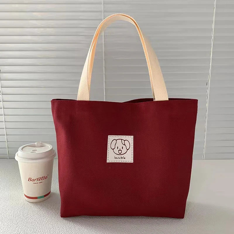 Moo Deng Fashion Canvas Women's Handbag Cute Travel Picnic Food Bag Lunch Bag