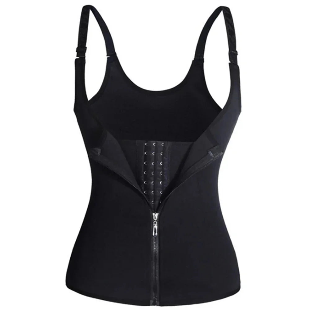 Camiseta Regata Modeladora para Mulheres com Zíper, Controladora de Barriga, Top Sem Mangas, Roupas de Atividade Femininas Modeladoras