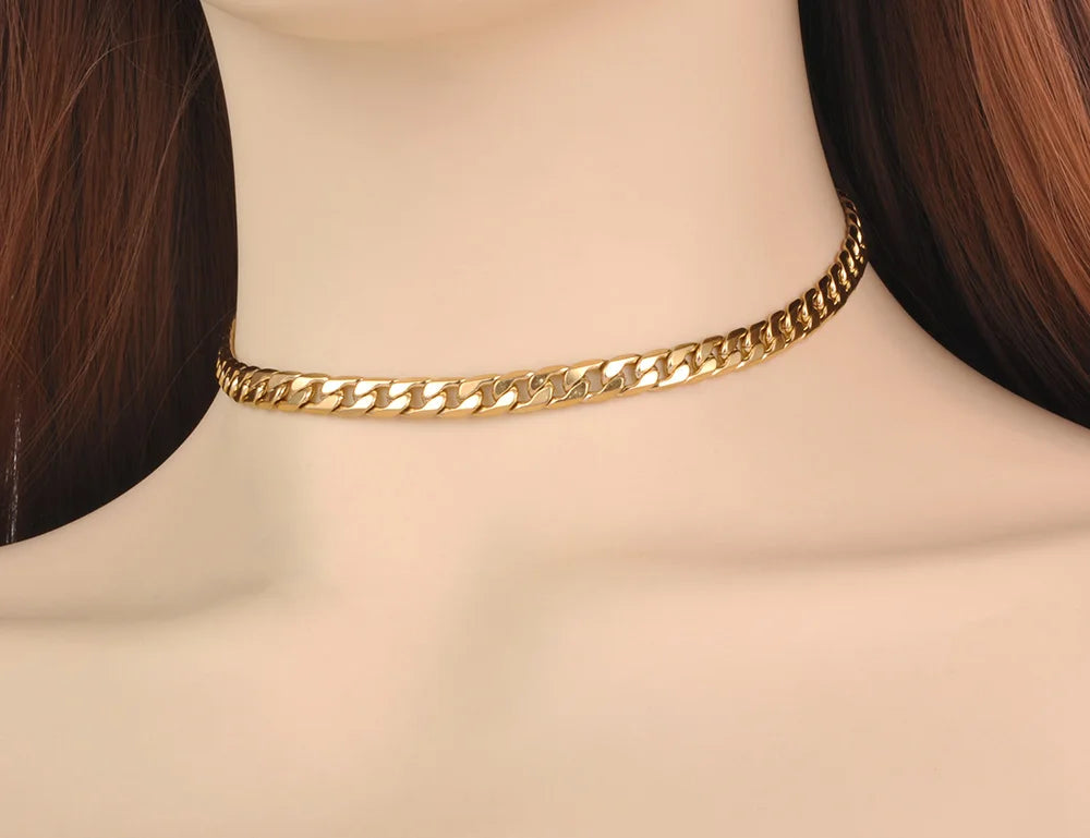 Colar em Cadeia de Aço Inoxidável Lokaer Punk 14 para Homens e Mulheres Hiphop/Rock, Choker Cubano Vintage N20301