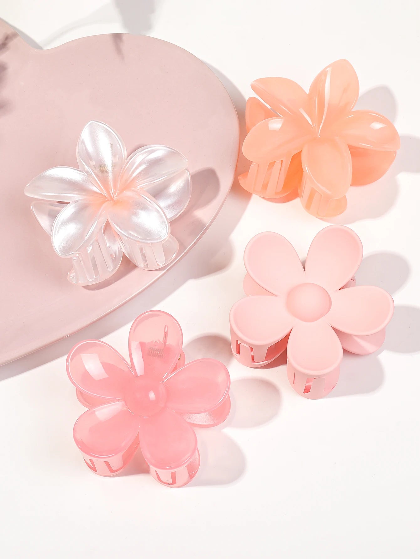 4 Peças de Grampos de Cabelo em Flor Rosa de 3 Polegadas, Grampos de Cabelo Grandes para Mulheres com Cabelo Fino, Grosso ou Cacheado, Grampos de Mandíbula com Forte Fixação dos Anos 90