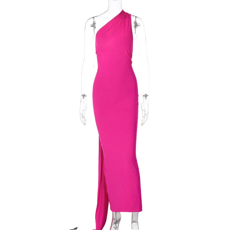 Vestido Longo de Cocktail Elegante Feminino para Festa, Costas Nuas, Abertura Costas, Com Pregas, Justo, Formal para Convidadas de Casamento
