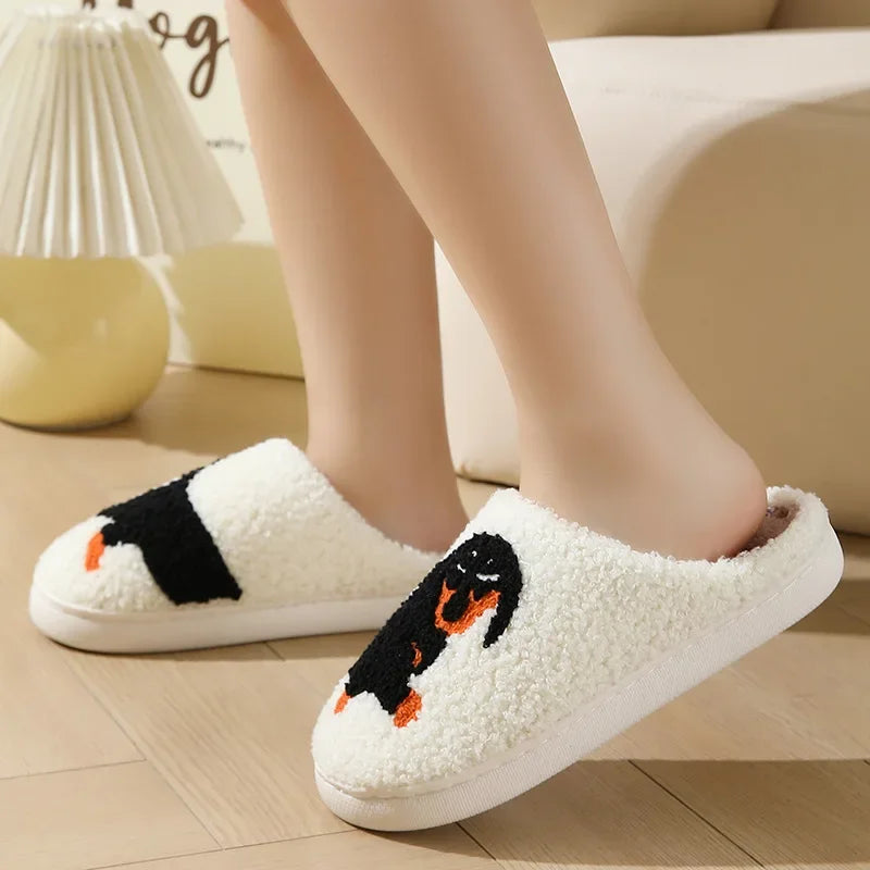 Pantufas de pelúcia de cartoon de outono e inverno para mulheres e homens, antiderrapantes, macias, confortáveis, fofas e quentinhas.