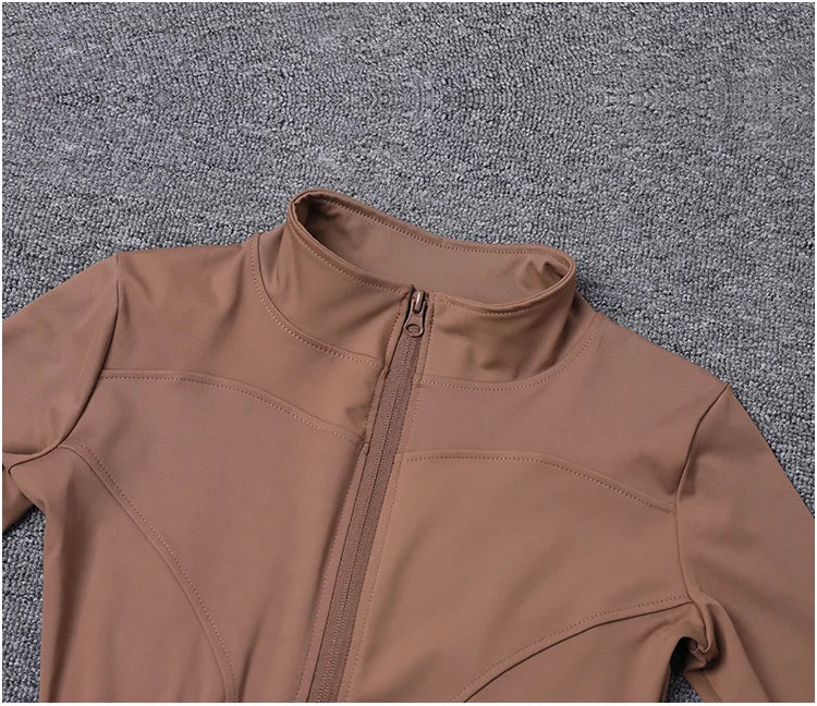 Jaqueta Esportiva Feminina de Manga Longa, Camisa de Treino, Casaco para Academia, Roupas de Yoga, Roupas Esportivas