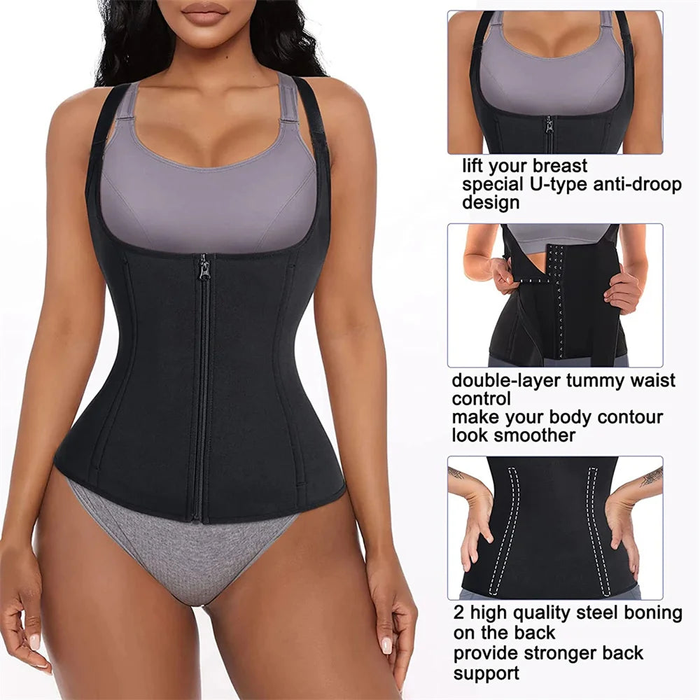 Camiseta Regata Modeladora para Mulheres com Zíper, Controladora de Barriga, Top Sem Mangas, Roupas de Atividade Femininas Modeladoras
