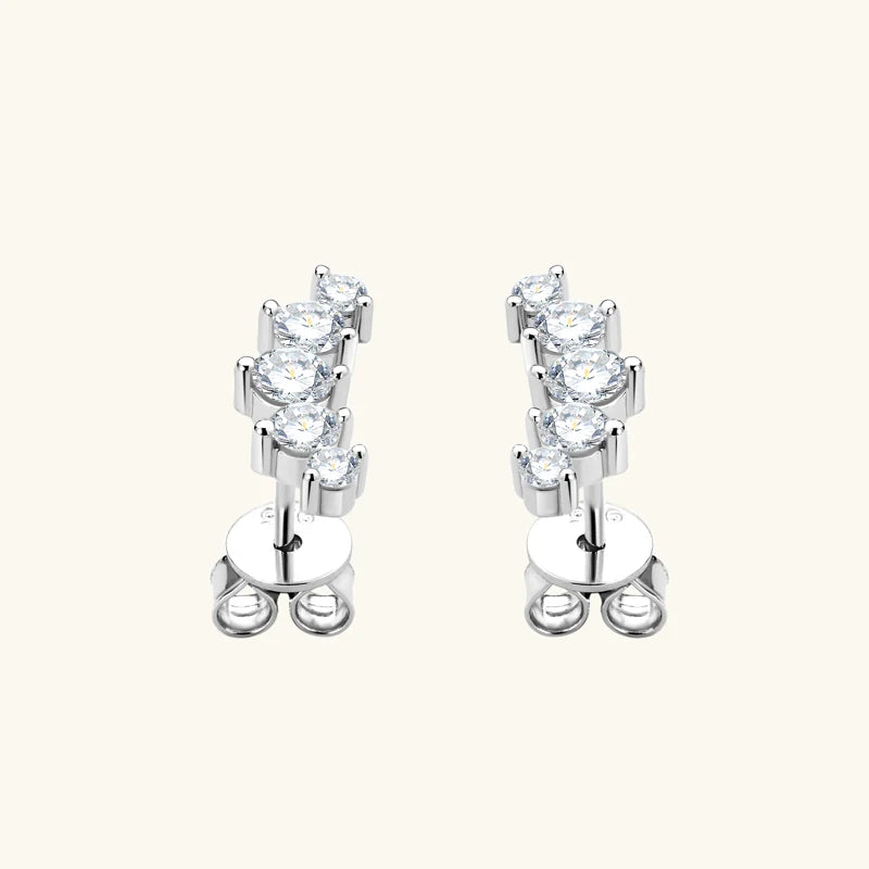 Brincos em Moissanite IOGOU D VVS1 com Curvas Graduadas para Mulheres, Brincos de Pirecing em Estilo Stud, Joias Finas em Prata Esterlina 925