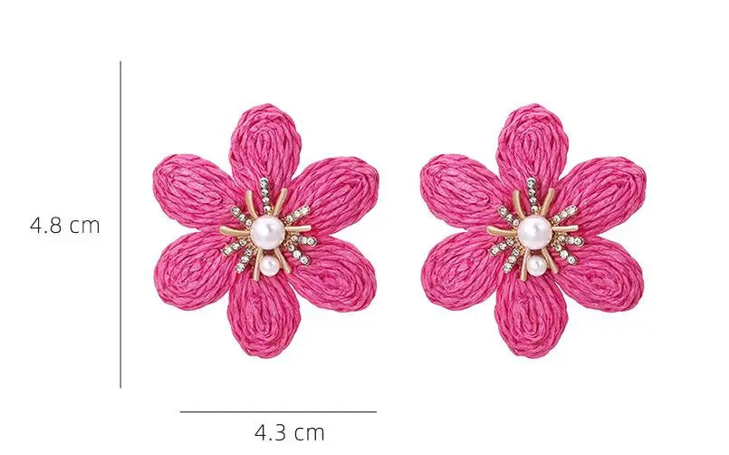 Brinco Feminino Doce Romântico de Primavera, Brincos de Metal em Liga com Flor, Brincos de Stud de Resina Colorida